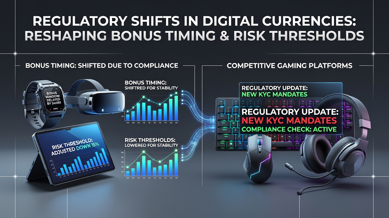 Darstellung regulatorischer Einflüsse auf digitale Währungen und Bonusstrukturen in mobilen Gaming-Umgebungen